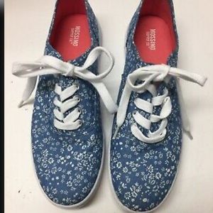 Blue & White Floral Sneakers